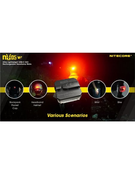 Luz de señalización NU05 V2 ultraligera recargable USB-C IP66