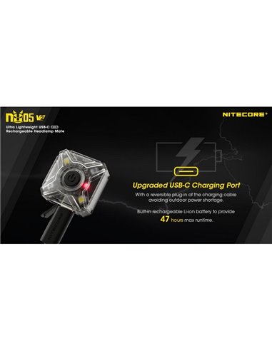 Luz de señalización NU05 V2 ultraligera recargable USB-C IP66