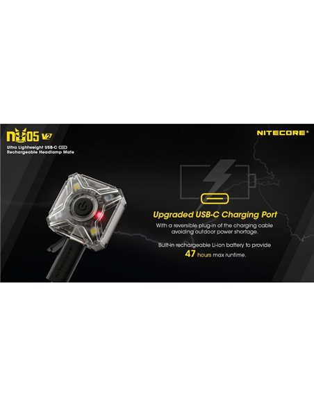 Luz de señalización NU05 V2 ultraligera recargable USB-C IP66
