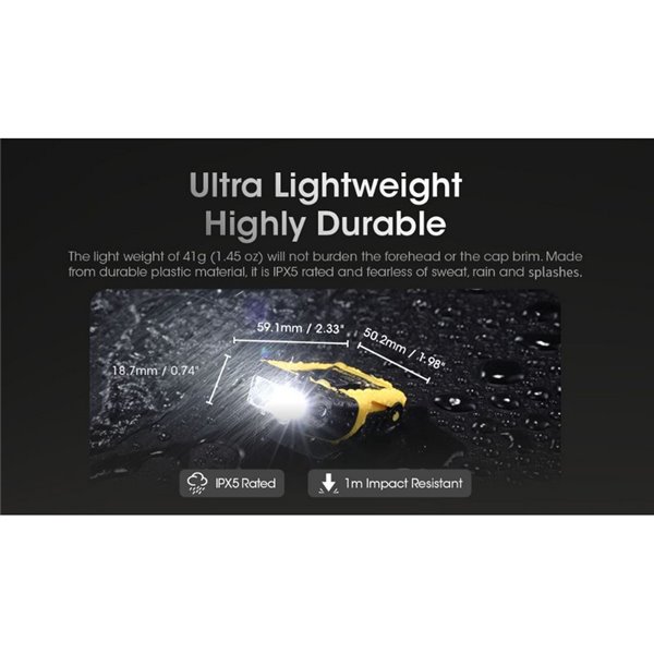 Lampe de poche à pince UN11, capteur de mouvement, 150Lm, rechargeable USB-C IPX5