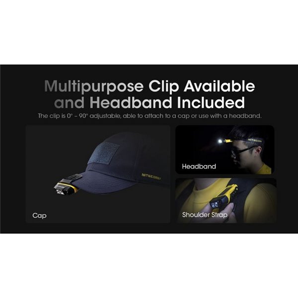 Lampe de poche à pince UN11, capteur de mouvement, 150Lm, rechargeable USB-C IPX5