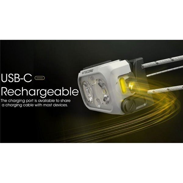 Bateria recarregável para farol NU21 USB-C 360lm alcance 58 metros IP66