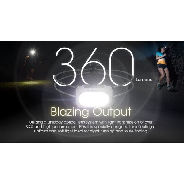 Linterna de cabeza NU21 batería recargable USB-C 360lm alcance 58 metros IP66