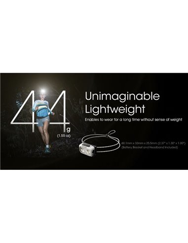 Linterna de cabeza NU21 batería recargable USB-C 360lm alcance 58 metros IP66