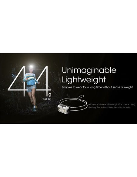 Linterna de cabeza NU21 batería recargable USB-C 360lm alcance 58 metros IP66