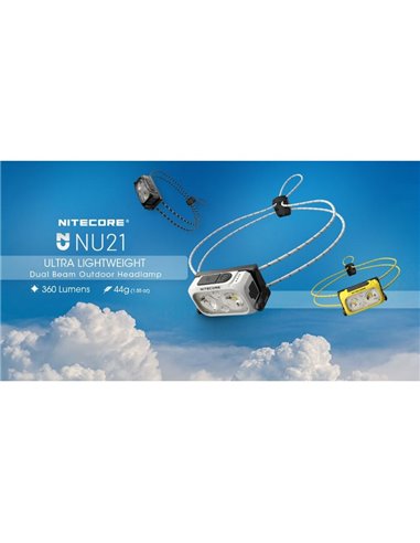 Linterna de cabeza NU21 batería recargable USB-C 360lm alcance 58 metros IP66