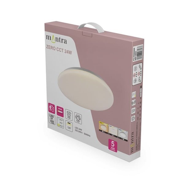 Plafón de techo LED 24W ZERO CCT 3000K-4000K-5000K, 2040Lm