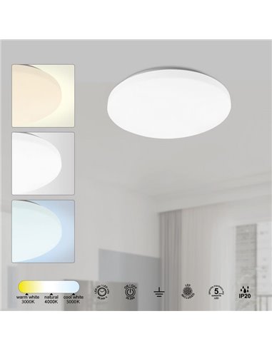 Plafón de techo LED 24W ZERO CCT 3000K-4000K-5000K, 2040Lm
