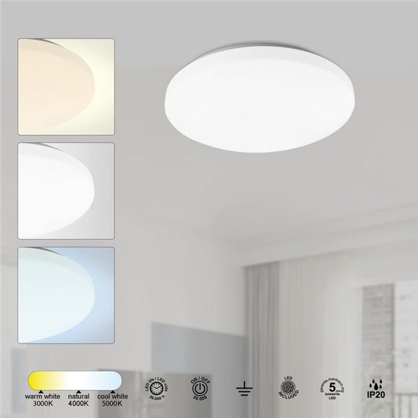 Plafón de techo LED 24W ZERO CCT 3000K-4000K-5000K, 2040Lm