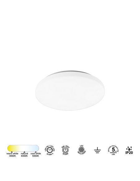 Plafón de techo LED 24W ZERO CCT 3000K-4000K-5000K, 2040Lm