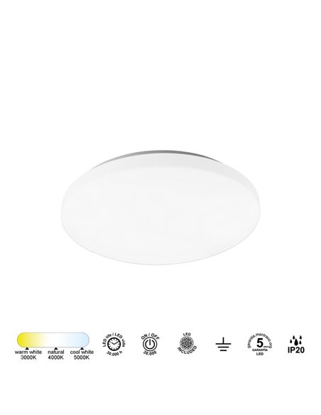Plafón de techo LED 32W ZERO CCT 3000K-4000K-5000K, 2720Lm