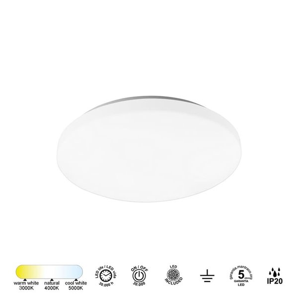 Plafón de techo LED 32W ZERO CCT 3000K-4000K-5000K, 2720Lm