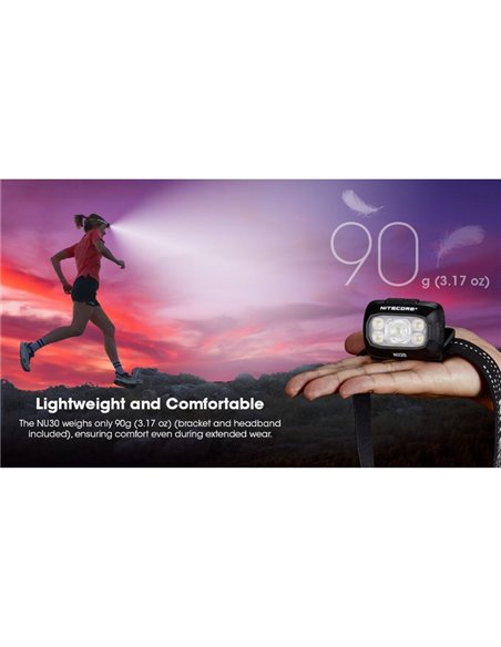 Lampe frontale LED à batterie rechargeable NU30 500Lm portée 130 mètres USB-C IP66