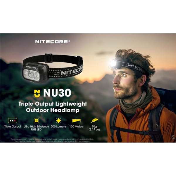 Farol de bateria recarregável LED NU30 500Lm alcance de 130 metros USB-C IP66