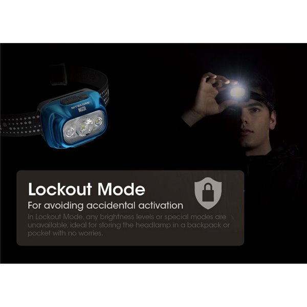 Lampe frontale LED NU31 550Lm portée 145 mètres rechargeable USB-C batterie 1 800 mAh