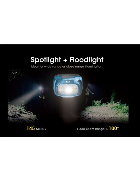 Farol LED NU31 550Lm 145 metros de alcance recarregável USB-C bateria de 1.800 mAh