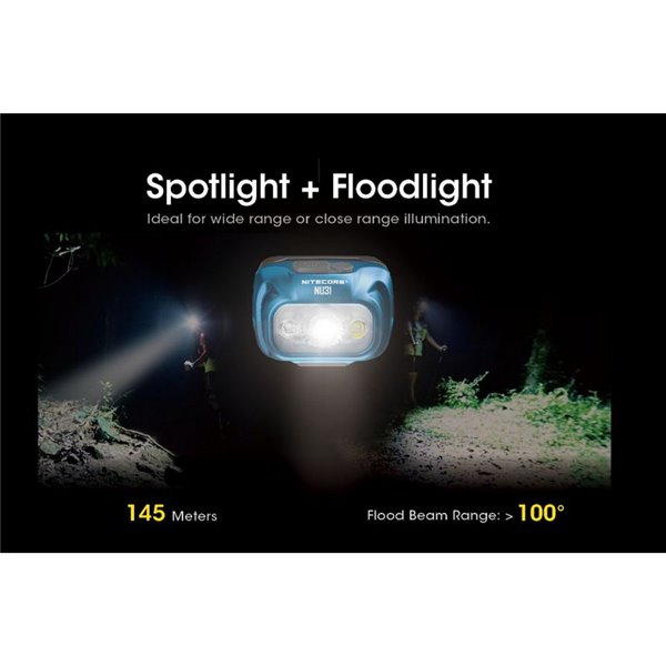 Farol LED NU31 550Lm 145 metros de alcance recarregável USB-C bateria de 1.800 mAh