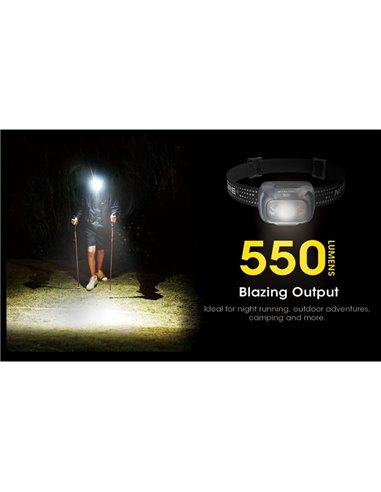 Lampe frontale LED NU31 550Lm portée 145 mètres rechargeable USB-C batterie 1 800 mAh