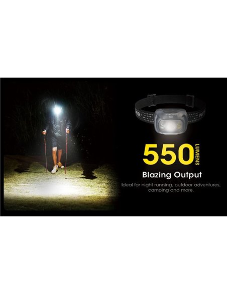 Linterna frontal LED NU31 550Lm 145 metros de alcance recargable USB-C batería 1.800 mAh