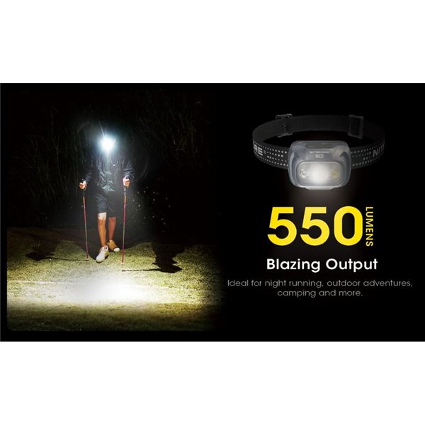 Linterna frontal LED NU31 550Lm 145 metros de alcance recargable USB-C batería 1.800 mAh