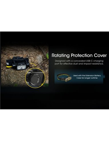 Linterna frontal NU40 LED 1000Lm batería recargable 2.600 mAh USB-C IP68