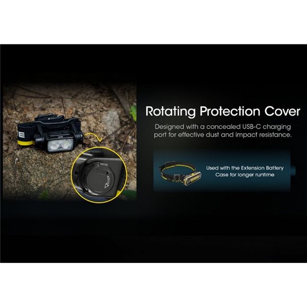 Lampe frontale LED NU40 1000Lm batterie rechargeable 2 600 mAh USB-C IP68