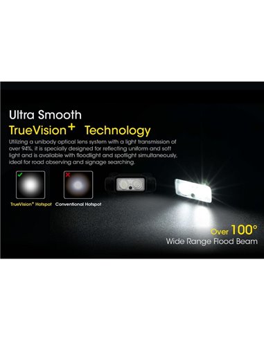 Linterna frontal NU40 LED 1000Lm batería recargable 2.600 mAh USB-C IP68