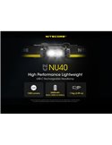 Linterna frontal NU40 LED 1000Lm batería recargable 2.600 mAh USB-C IP68