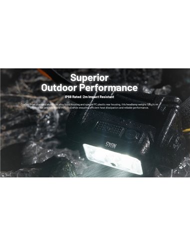 Linterna frontal potente NU45 1700Lm gran alcance 172 metros batería 4.000 mAh IP68 y sumergible