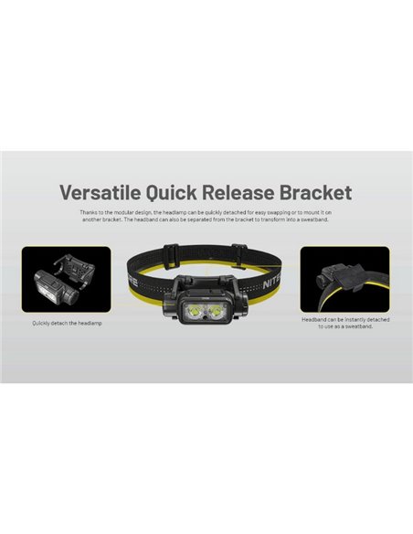 Lampe frontale puissante NU45 1700Lm longue portée 172 mètres batterie 4 000 mAh IP68 et submersible