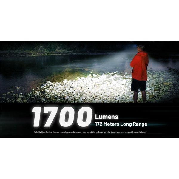 Potente farol NU45 1700Lm de longo alcance 172 metros Bateria de 4.000 mAh IP68 e submersível