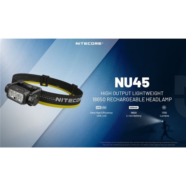 Linterna frontal potente NU45 1700Lm gran alcance 172 metros batería 4.000 mAh IP68 y sumergible