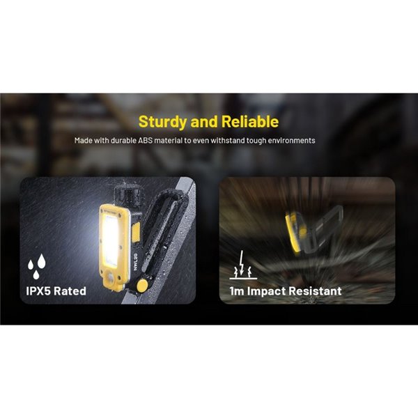 Lampe de travail multifonction NWL20, 600Lm, portée de 93 mètres, batterie 21700 IPX5