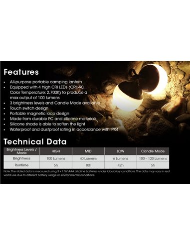 Linterna LED Portátil BUBBLE estilo Bola Especial Camping IPx4 Magnética 100Lm