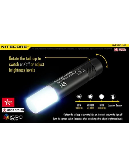 Lanterna portátil LED na vara LA10 tampa traseira magnética 135Lm alcance de 10 metros IPX6