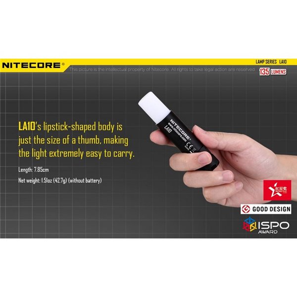 Linterna de mano LED en Stick LA10 Tapa Trasera Magnética 135Lm 10 metros Alcance IPX6