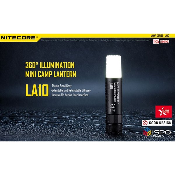 Lampe de poche LED sur bâton LA10, couvercle arrière magnétique 135Lm, portée de 10 mètres IPX6