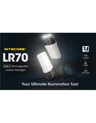 Linterna de Mano LED LR70 Muy Potente 3000Lm 300m Alcance Batería 10,000mAh IP67