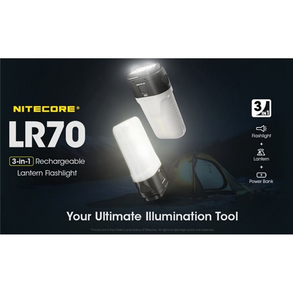 Linterna de Mano LED LR70 Muy Potente 3000Lm 300m Alcance Batería 10,000mAh IP67
