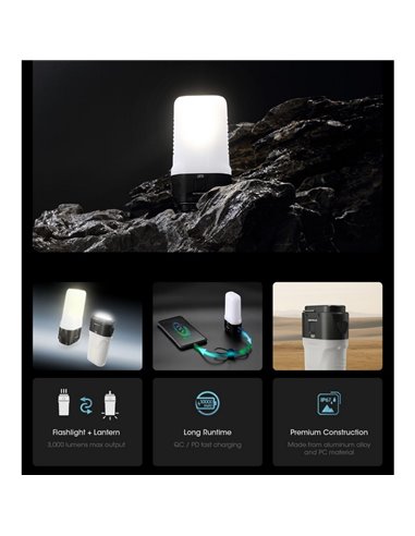 Linterna de Mano LED LR70 Muy Potente 3000Lm 300m Alcance Batería 10,000mAh IP67