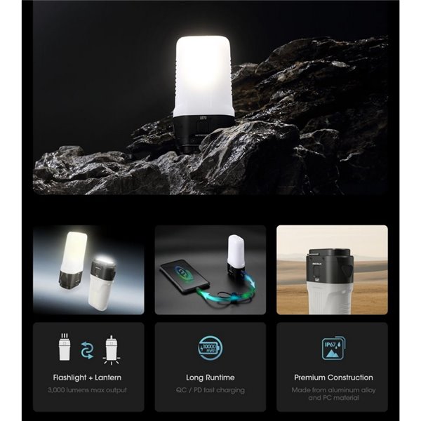 Lampe de poche LED LR70 très puissante 3000Lm portée 300m batterie 10 000mAh IP67