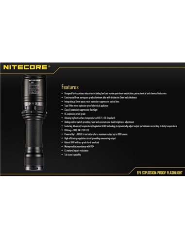 Lanterna Manual LED EF1 830 Lumens 270 metros Alcance IP54