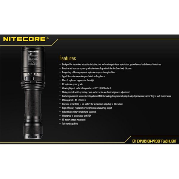 Lanterna Manual LED EF1 830 Lumens 270 metros Alcance IP54