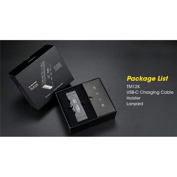 Lanterna LED portátil TM12K muito potente 12.000Lm 250m alcance IP68