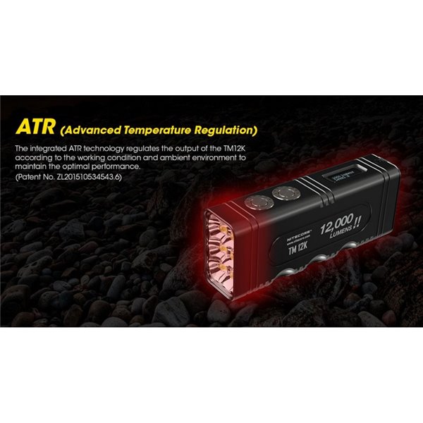 Lanterna LED portátil TM12K muito potente 12.000Lm 250m alcance IP68