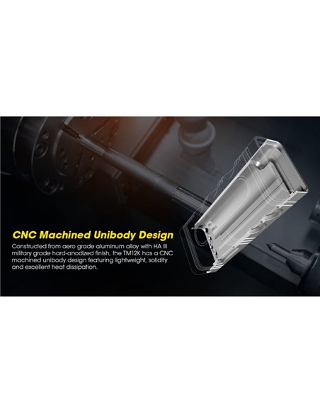 Lampe de poche LED portative TM12K très puissante 12 000 Lm portée 250 m IP68