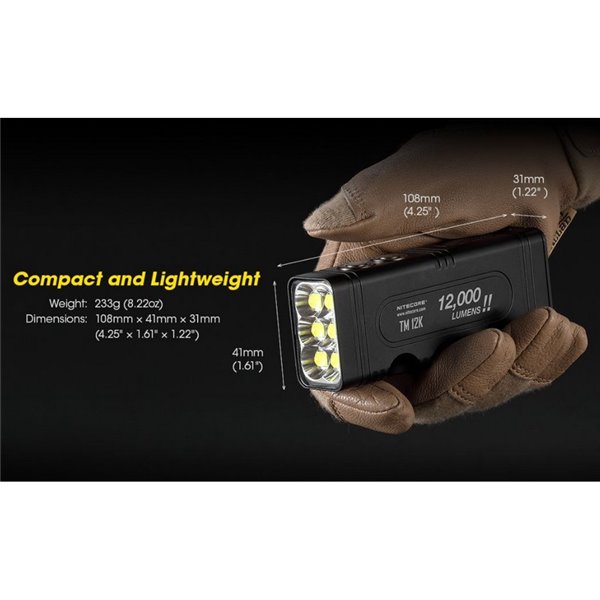 Linterna LED de mano TM12K Muy Potente 12.000Lm 250m Alcance IP68