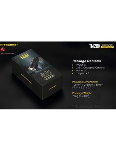 Linterna de mano LED TM20K Súper Potente 20.000Lm 290m Alcance IP68