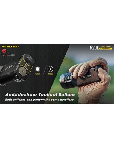 Lampe de poche LED super puissante TM20K, 20 000 lm, portée 290 m, IP68