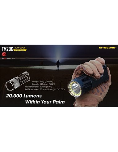 Lanterna manual LED TM20K super potente 20.000Lm 290m de alcance IP68